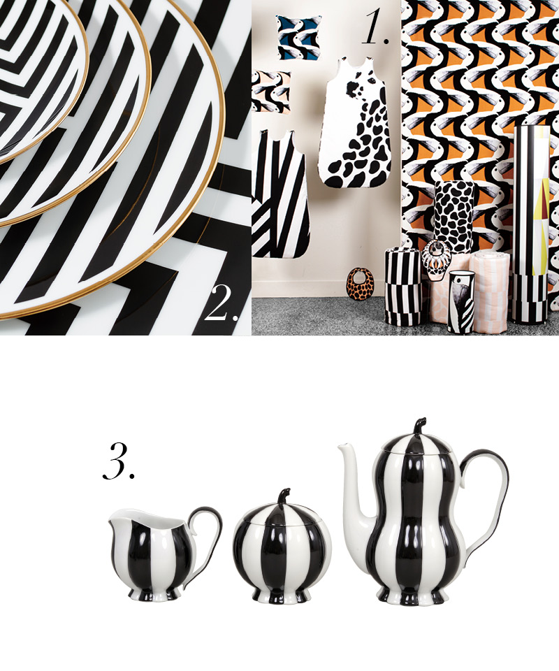 1.ANATOLOGY TOUCAN COLLECTION裝飾系列。
2.ANIMAL FABULEUX Hypnotic餐盤。
3.Josef Hoffmann MELONE杯盤組。