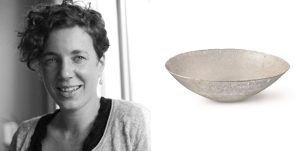 Helena Schepens，比利時
Helena Schepens，1981年出生在安特衛普，在倫敦和安特衛普學習珠寶設計和銀藝，並穿梭兩地至今。
《Ellerbeckia》，純銀，25 x 25 x 8 cm，2010年，結合概念和工藝而成的銀器，注入以精細雕花構成的圖案，為金屬帶來水晶般的精緻外觀，同時創造出意想不到而別具詩意的陰影效果。