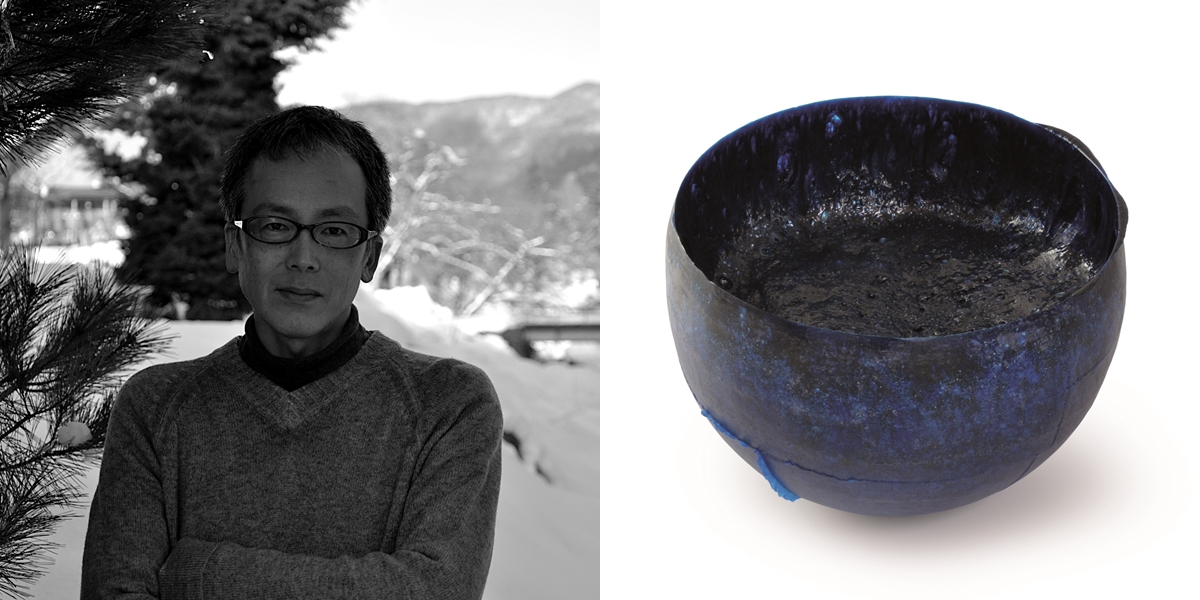 神代 良明，日本
神代 良明(Yoshiaki Kojiro)，1968年出生於日本千葉，先於其家鄉學習建築後，及後於東京玻璃藝術學院完成研究生課程。現於東京任講師。
《Structural Blue》玻璃粉末和氧化銅粉末，54 x 54 x 39 cm，2015年，一個關乎物料研發及豐富色調的手藝之作，以混合玻璃和氧化銅粉末成形的複雜手藝，製作出有如鑄模成型般的精確形態。