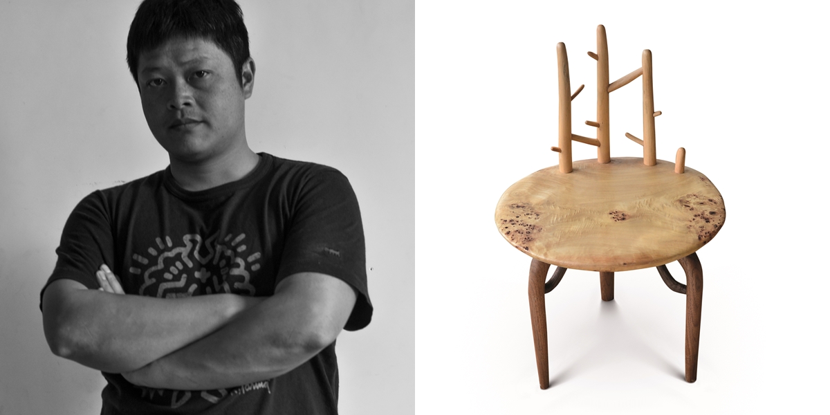 鄭志龍，中國
鄭志龍，1982年生於廣州，2010年畢業於廣州美術學院建築學院。
《Tree Chair》木材，46 x 46 x 73 cm，2015年，靈感來自木材的天然之源，此獨一無二的傢俱看似自樹林有機而生，結合中國工藝及象徵主義，為作品帶來裝飾與功能並重的特質。