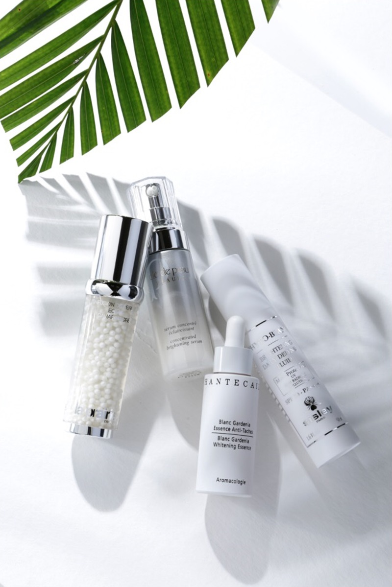 la prairie鑽白魚子時空聚光菁華，30ml／NTD18,670。

clé de peau BEAUTÉ激光鑽白菁萃EX，40ml／NTD5,400。

Chantecaille梔子花美白精華乳，50ml／NTD6,400。

Sisley極致美白全日防禦精華，50ml／NTD9,500。