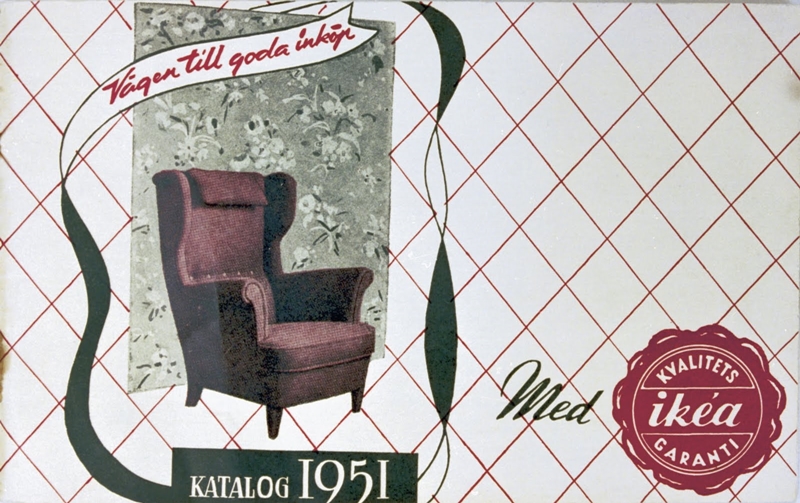 IKEA於1951年發行的第一本型錄，免費分送給消費者的策略，成功促進買氣。（Image／http://www.vintageblog.cz）